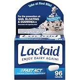 Lactaid Fast Act Lactose Intolerance Caplets with Lactase Enzyme, 96 Ct | Helps Prevent Gas, Bloating &amp; Diarrhea, Lactase Enzyme, Unflavored