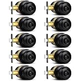 10 Pack Privacy Door Knob Round Keyless Doorknobs Interior/Exterior Lockset | Matte Black Privacy Locking Door Knobs Modern Design Door Hardware for Bedroom/Bathroom Reversible for Left/Right Door Handle