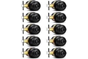 Sopoby Privacy Door Knob, 10 Pack Matte Black Round Keyless Doorknobs Interior/Exterior Lockset, Privacy Locking Door Knobs for Bedroom/Bathroom, Black Modern Design Door Hardware