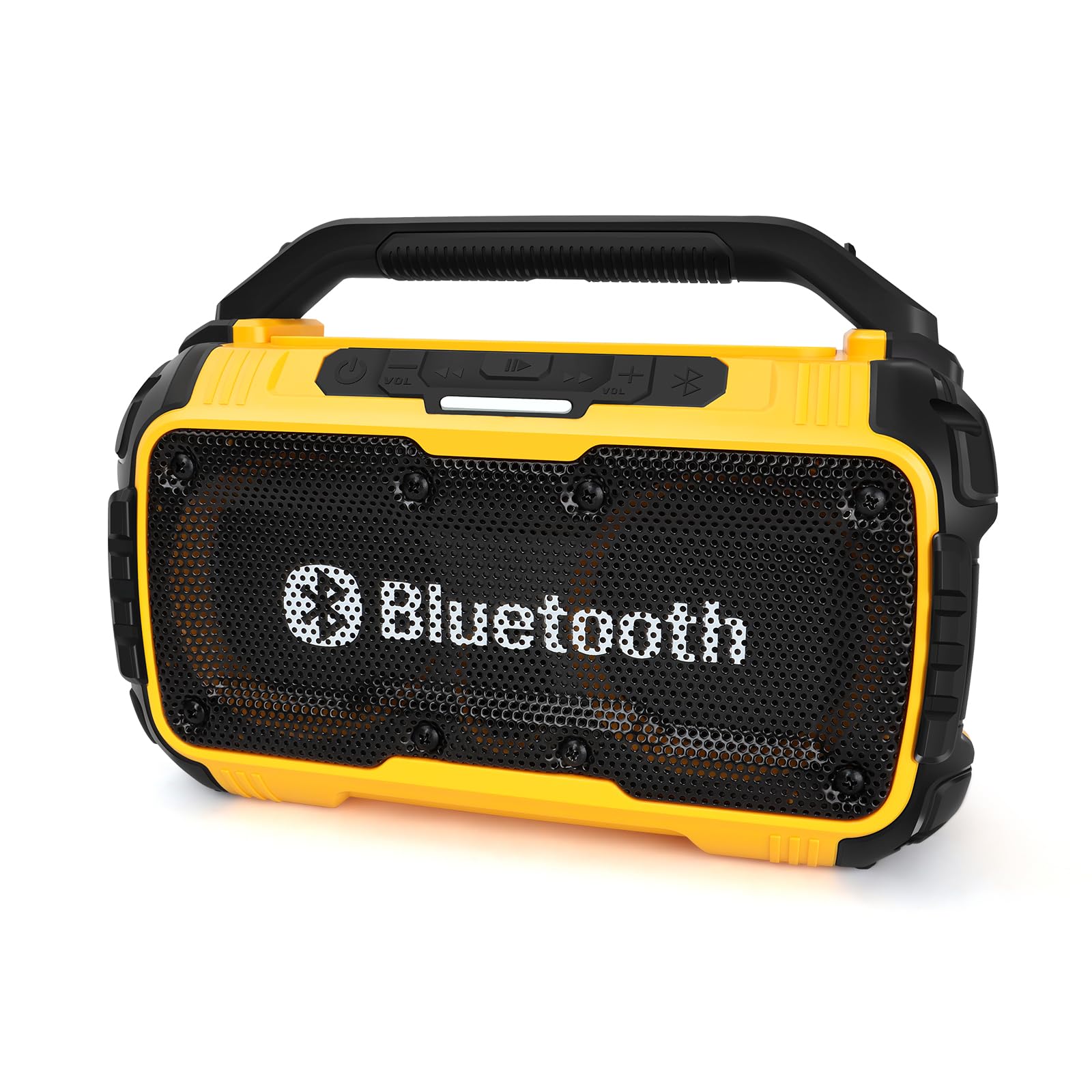 Rueqior Cordless Bluetooth Speaker Compatible with DeWalt 20V Max Batterty, 80W Portable Outdoor Wireless Boombox, Durable for Jobsites, Phone Holder Included(Tool Only)