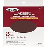 Hyde Round Abrasive Sanding Disc, 9" 120 Grit, 25 Pack fits Hyde Radial Sander