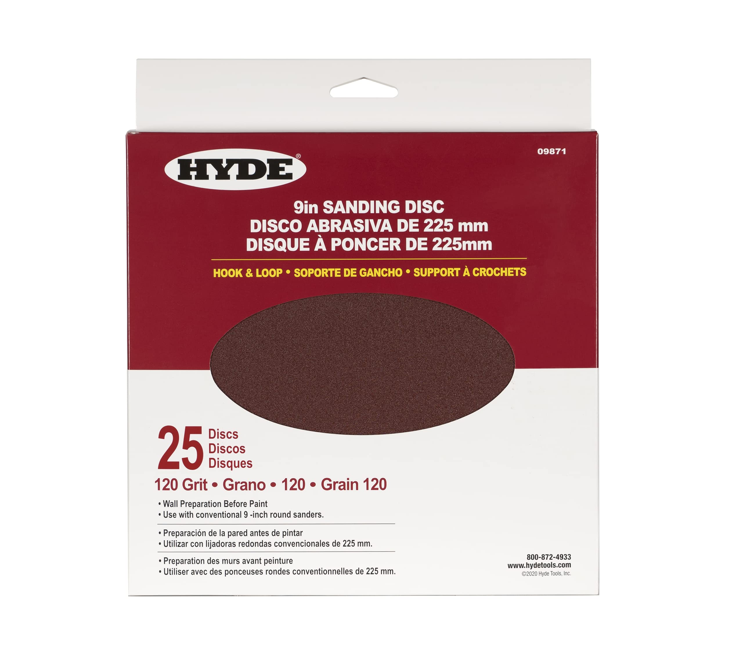Photo 1 of Hyde Round Abrasive Sanding Disc, 9" 120 Grit, 25 Pack fits Hyde Radial Sander