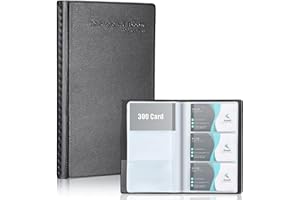 GOWALL Professional Business Card Book Holder Organizer, 300 Card Capacity Card Binder PU Leather Name Card Credit Cards Booklet