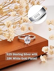 Oivley 2CT Oval Engagement Rings for Women Sterling