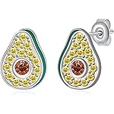 Watermelon/Donut/Strawberry/Avocado Earrings 925 Sterling Silver Fun Fruit Stud Earrings Birthday Jewelry Gifts for Women