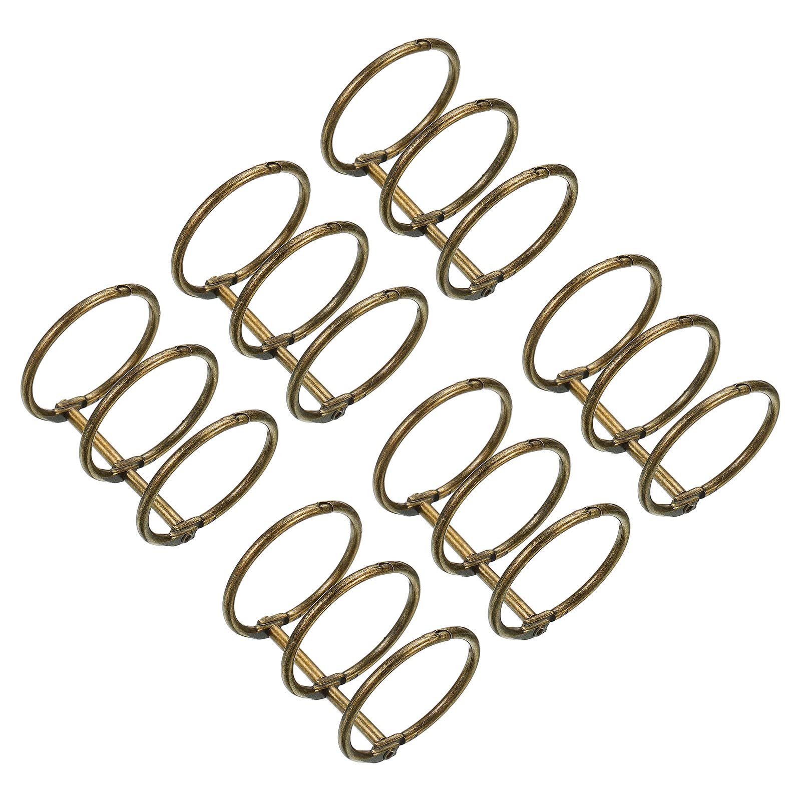 PATIKIL 1.18" Dia 3-Rings Book Rings, 6 Pack Metal Binder Rings Loose Leaf Ring Detachable for Office Desk Calendar Photo Album, Bronze