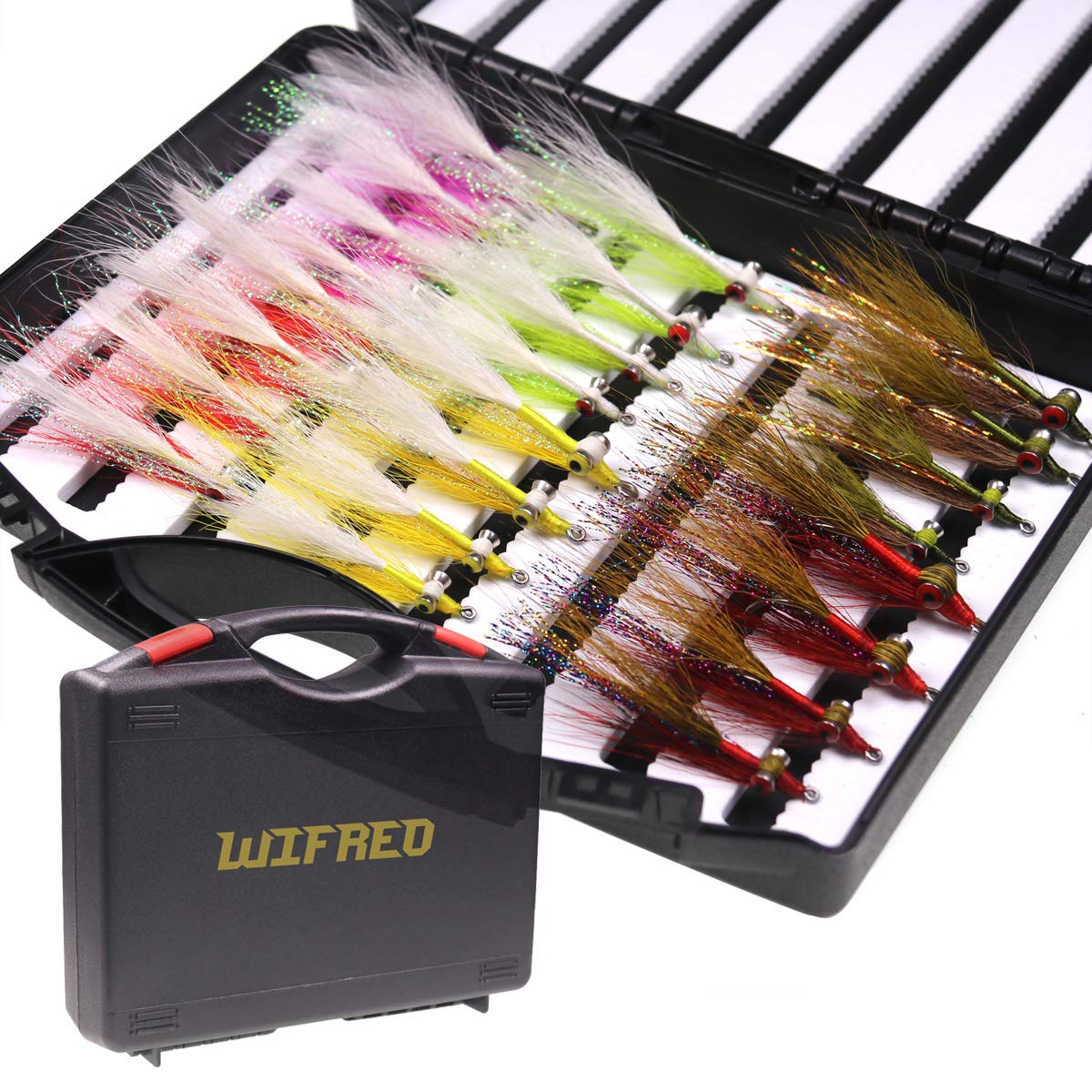Photo 1 of wifreo 24pcs Assorted Clouser Minnow Fishing Flies Tied on Stainless Steel Hook for Salt or Fresh Water Fly FishingA