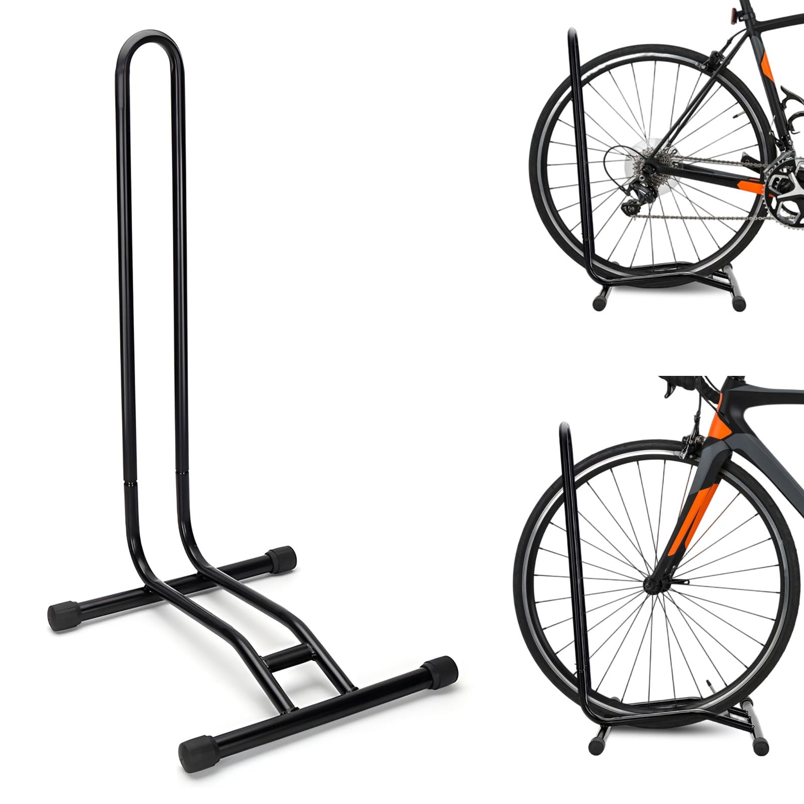 homelikesport Bike Stand Steel Bike Floor Stand Upright Bike Storage Space Saver Suitable for Mountain Bike, Road Bike, for Bicycle with Wheel Diameter Max 29 Inches