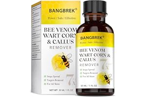 BANGBREK Bee Venom Wart Remover: 7x Fast Acting Wart Remover Freeze Off for Plantar Common Flat Wart Corn Callus Removers for Toes Feet - Maximum Strength Salicylic Acid Wart Corn Callus Removers (1 FL OZ)