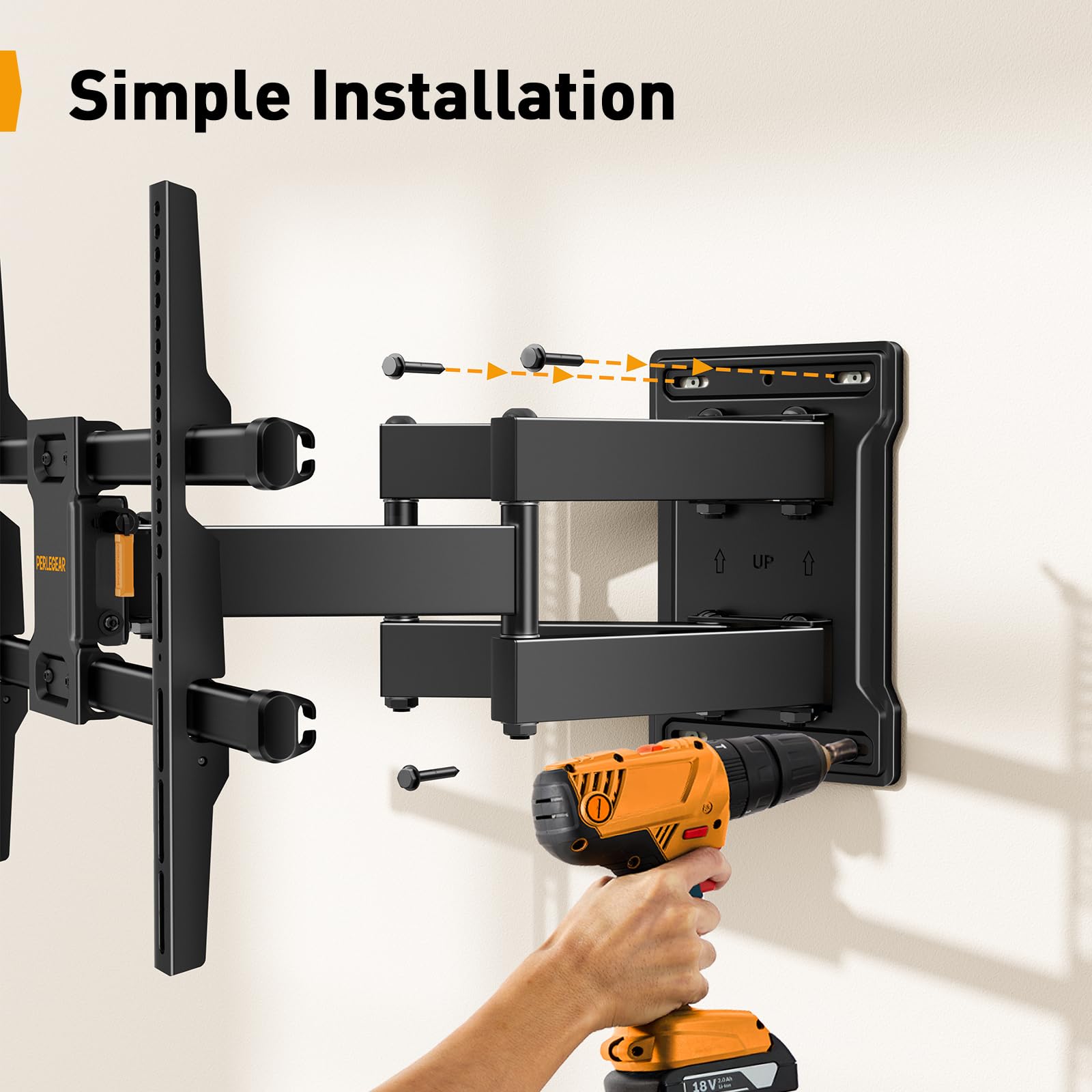 Perlegear TV Wandhalterung für 32-85 Zoll TVs bis zu 60 kg, Schwenkbar Neigbar Wandhalterung Fernseher, Fernseher Halterung mit werkzeugfreier Neigung, Max VESA 600x400mm, PGLF6 7