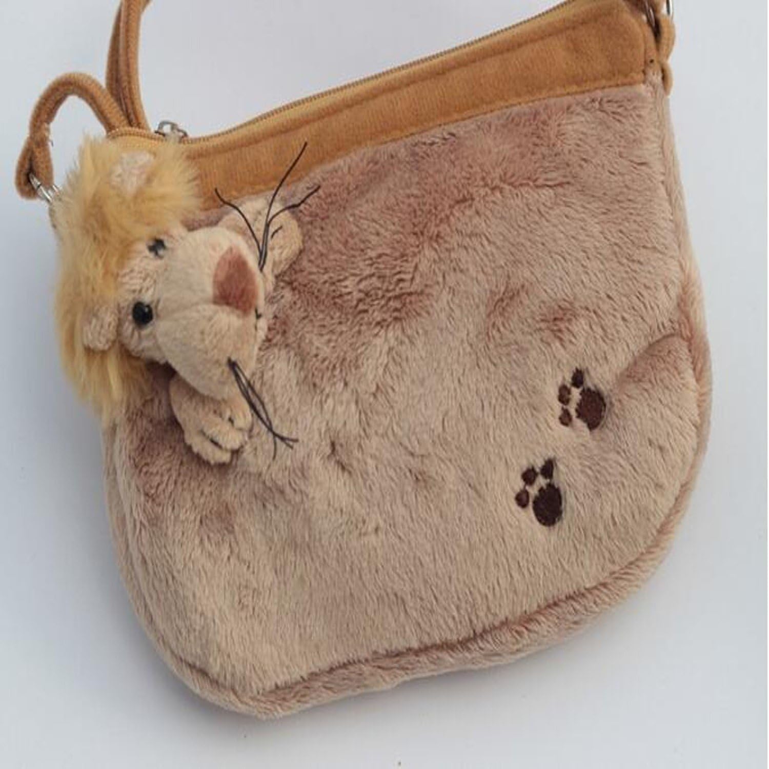 Lion 3D Messenger Bag Fashion Coin Purse Short Plush Little Girls Women Lady Bags Pouch Case Holder Handbag