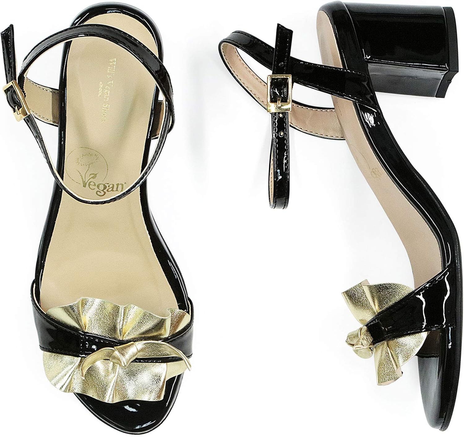 gold ruffle sandals