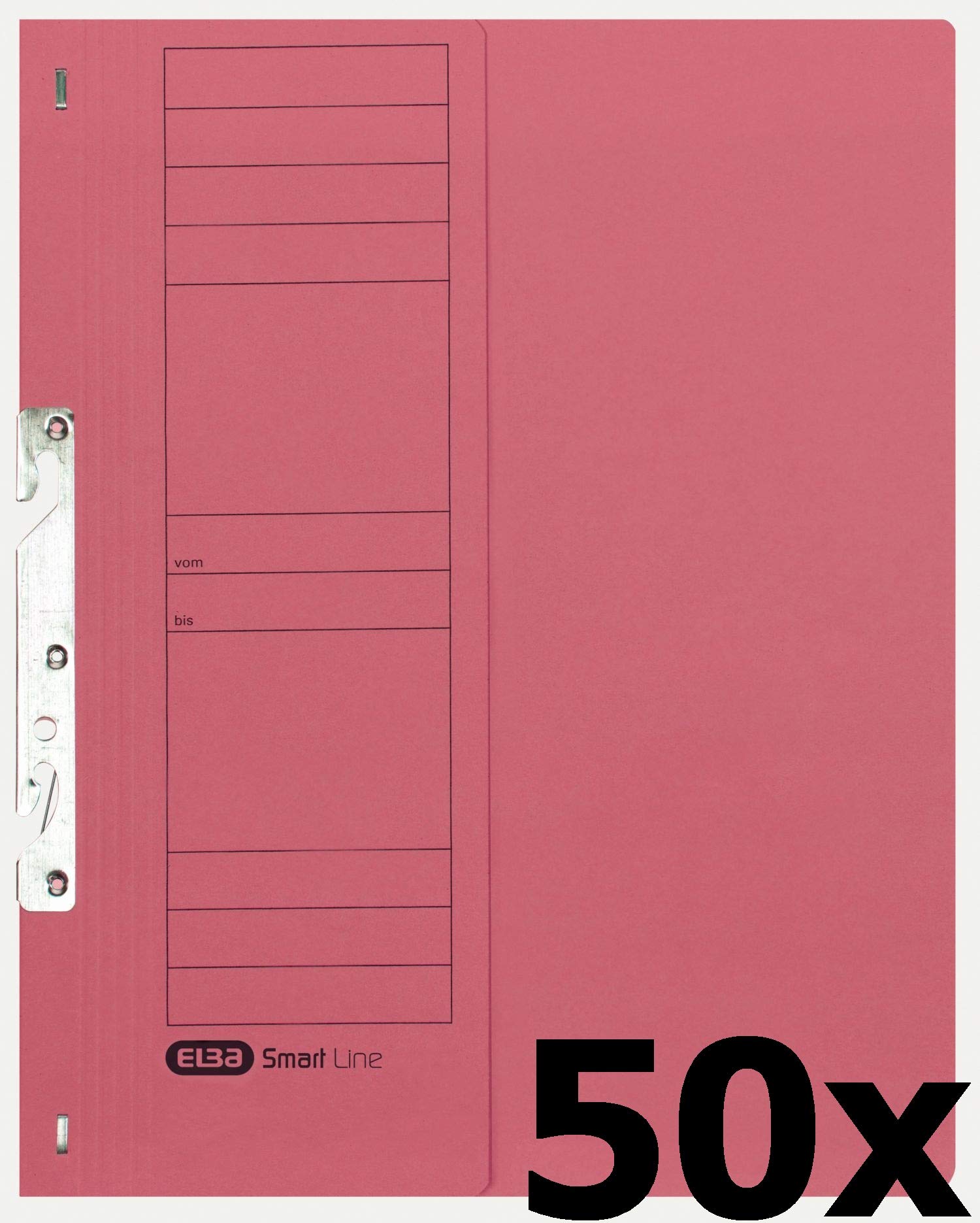 Elba 22421BL Attachable File with Commercial Binding 250 g/sq. m Manila Cardboard for 200 DIN A4 Sheet, Half Front Cover 50 Items Blue Single Clip File with Commercial Binding red