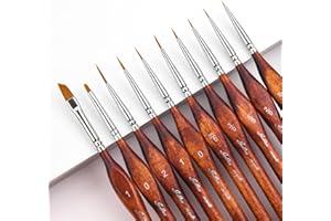Golden Maple Miniature Model Paint Brushes-10pcs Micro Detail Paint Brush Set,Small Fine Detail Brushes for Acrylic, Oil, Wat