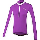 bpbtti Women's Half Zipper Long Sleeve Cycling Jersey Bike Biking Shirt with 3-Real Pockets