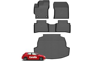 Wayhigh® Floor Mats & Cargo Liner for Corolla Sedan 2020-2024 2025 2026(Include Hybrid) All Weather TPE Car Mats Waterproof Heavy Duty Floor Liners Sedan Accessories(Not for Cross or Hatchback Model)