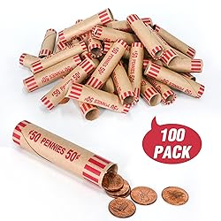 L LIKED 100 PCS Preformed Coin Wrappers Rolls-Pennies