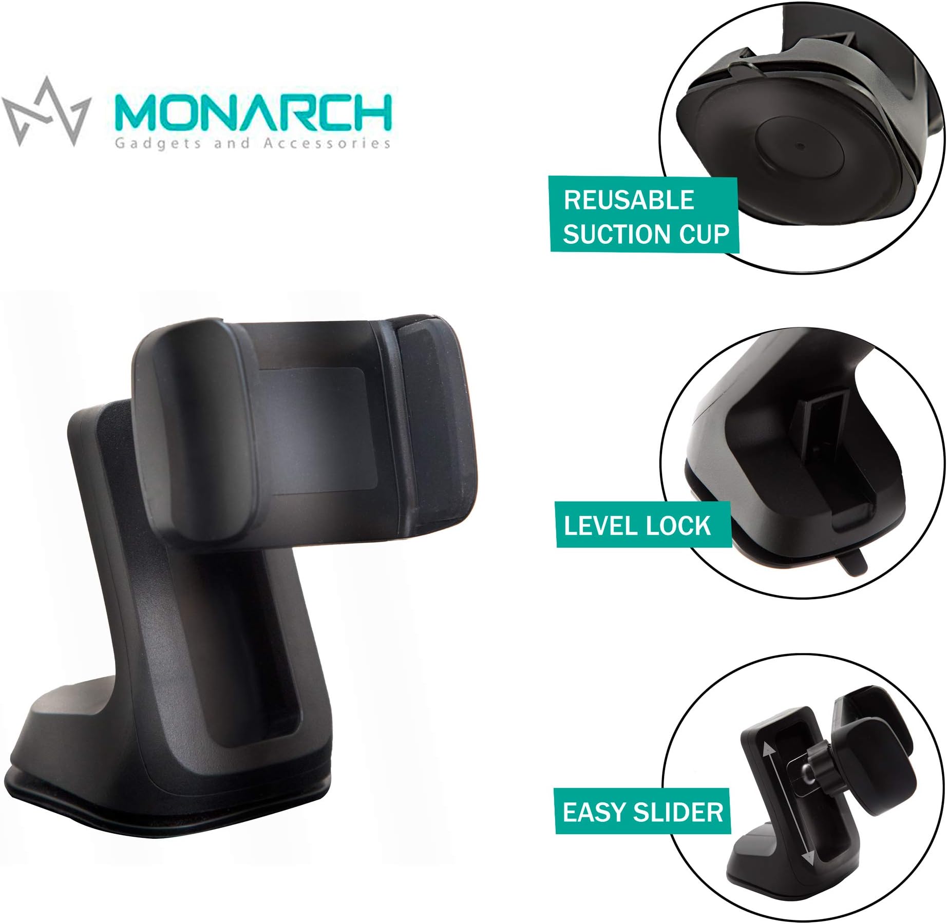 Mobipro Universal 360 Degree Rotation Car Mobile Holder Silicone Sucker with Ultimate Reusable Suction Cup for Car Dashboard