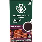 Starbucks VIA Ready Brew Coffee, Italian Roast, 8 Count | 100% Arabica instant coffee packets; Italian Roast dark roast; 1 box, 8 packets