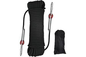 HAIY Climbing Rope, 10mm Static Rock Climbing Rope, High Strength Rope, Safety Rope for Escape, Fire Rescue Rope, Dock Anchor Rope, Ice Climbing Rope (Black, 96ft)