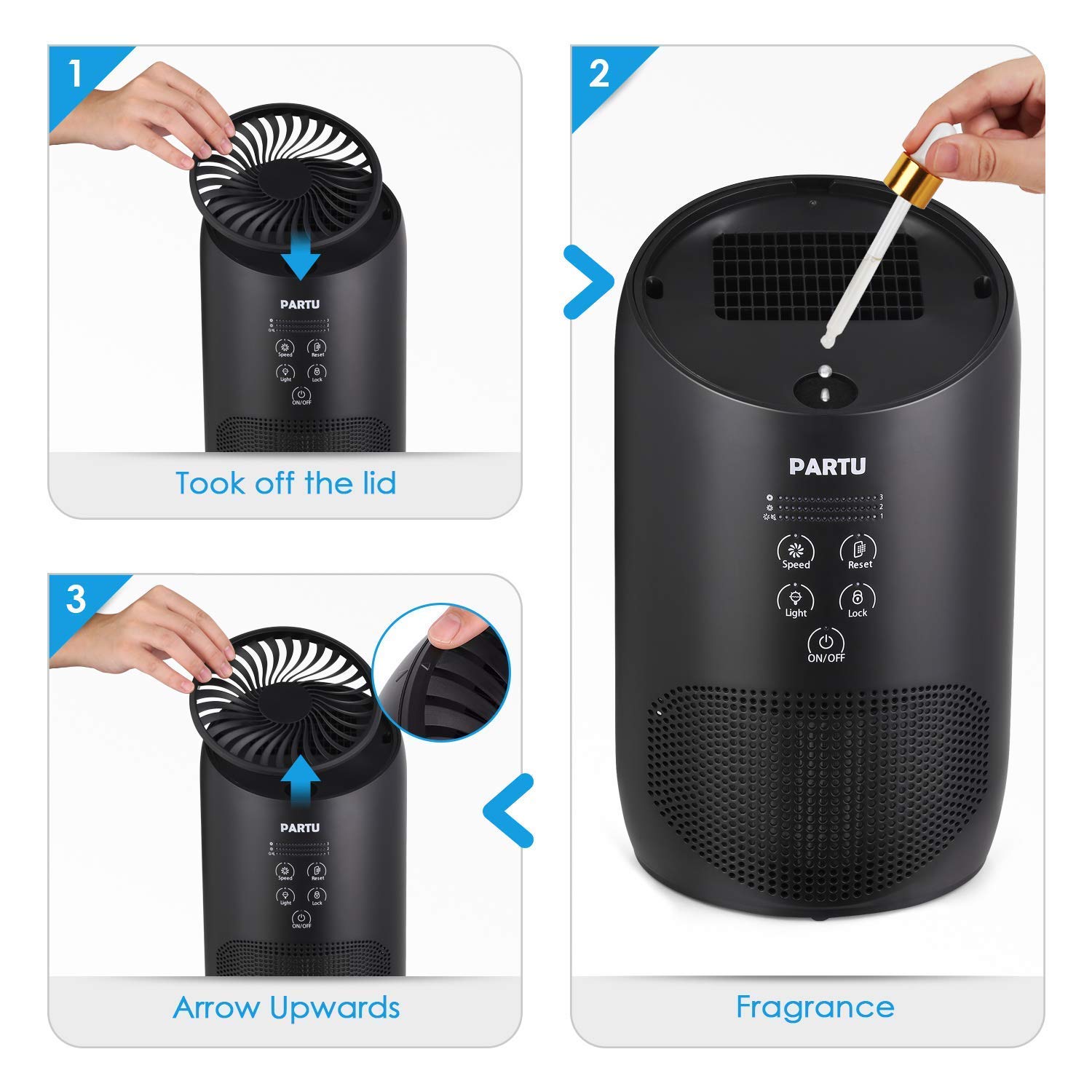Luftreiniger Baumarkt Partu Luftreiniger Air Purifier Hepa Mit Duft Schwamm 3 Stufen Filterung Luftreiniger Filter Geeignet Fur Allergiker 100 Luftreiniger Ohne Ozon Filtern 99 97 Allergie Staub Pollen