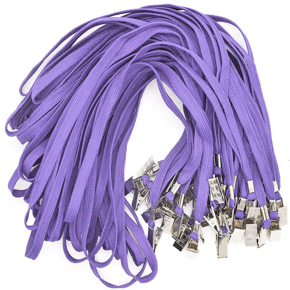 Bird Fiy Purple Lanyards 100 Pack Bulk Badge Lanyards with Clip Neck Flat Lanyard with Badge Lanyard Bulldog Clip