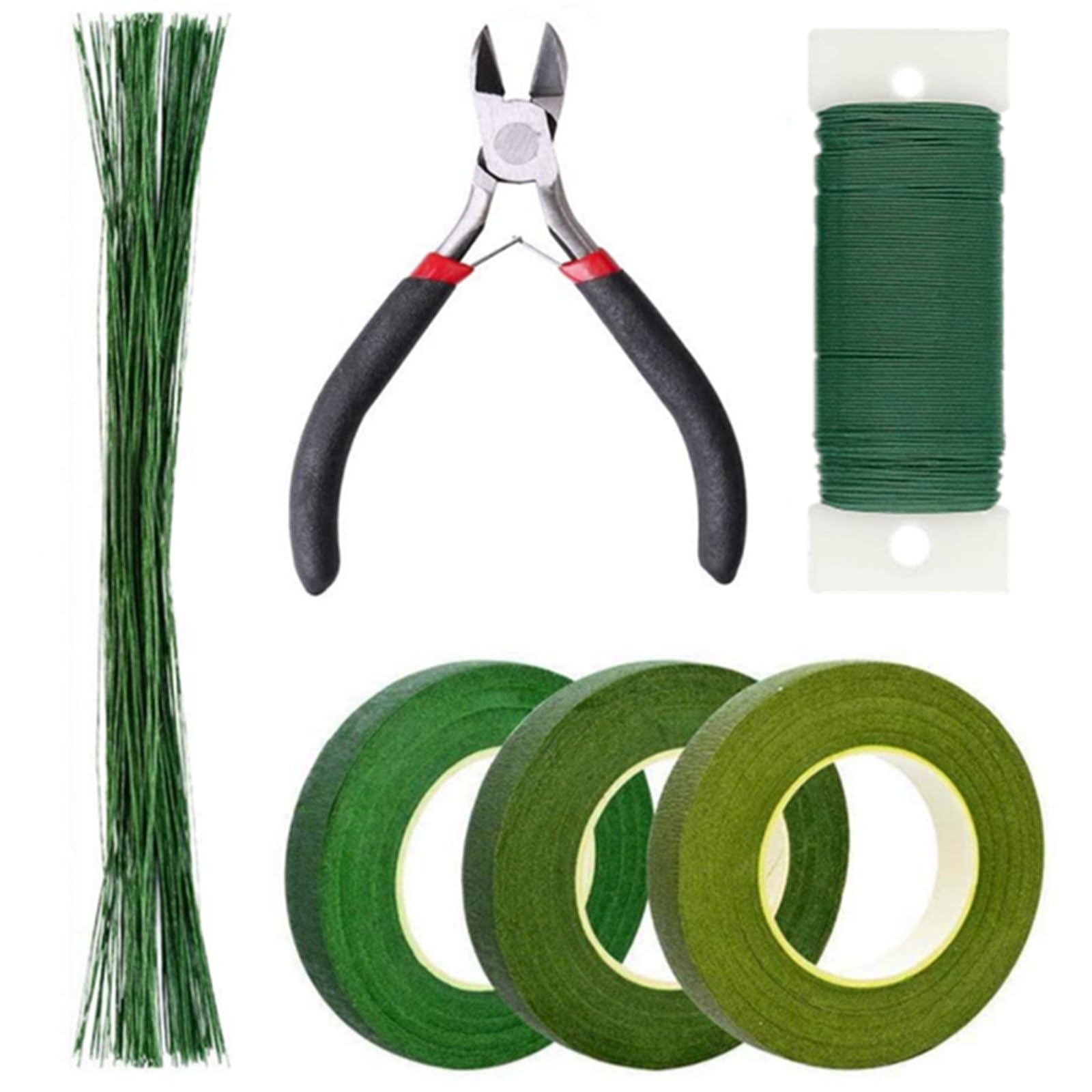 WUWYOUWL Floral Arrangement Kit, Floral Arrangement Tools, Including Floral Tapes & Wraps, Floral Wire Cutter, Floral Tape, Floral Stem Wires, for DIY Bouquet Stem Wrap Florist (6Pcs)