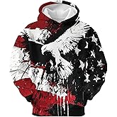 American Flag Eagle Boys Girls Hoodies 3D Printed Cool Hooded Lightweight 6-16 Years Hooded Pullover Sweatshirt for Kids