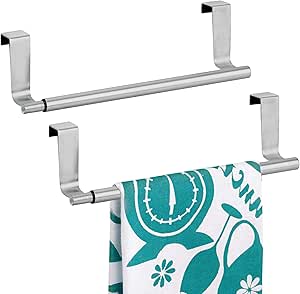 mDesign Juego de 2 Barras telescópicas para Toallas de baño ...