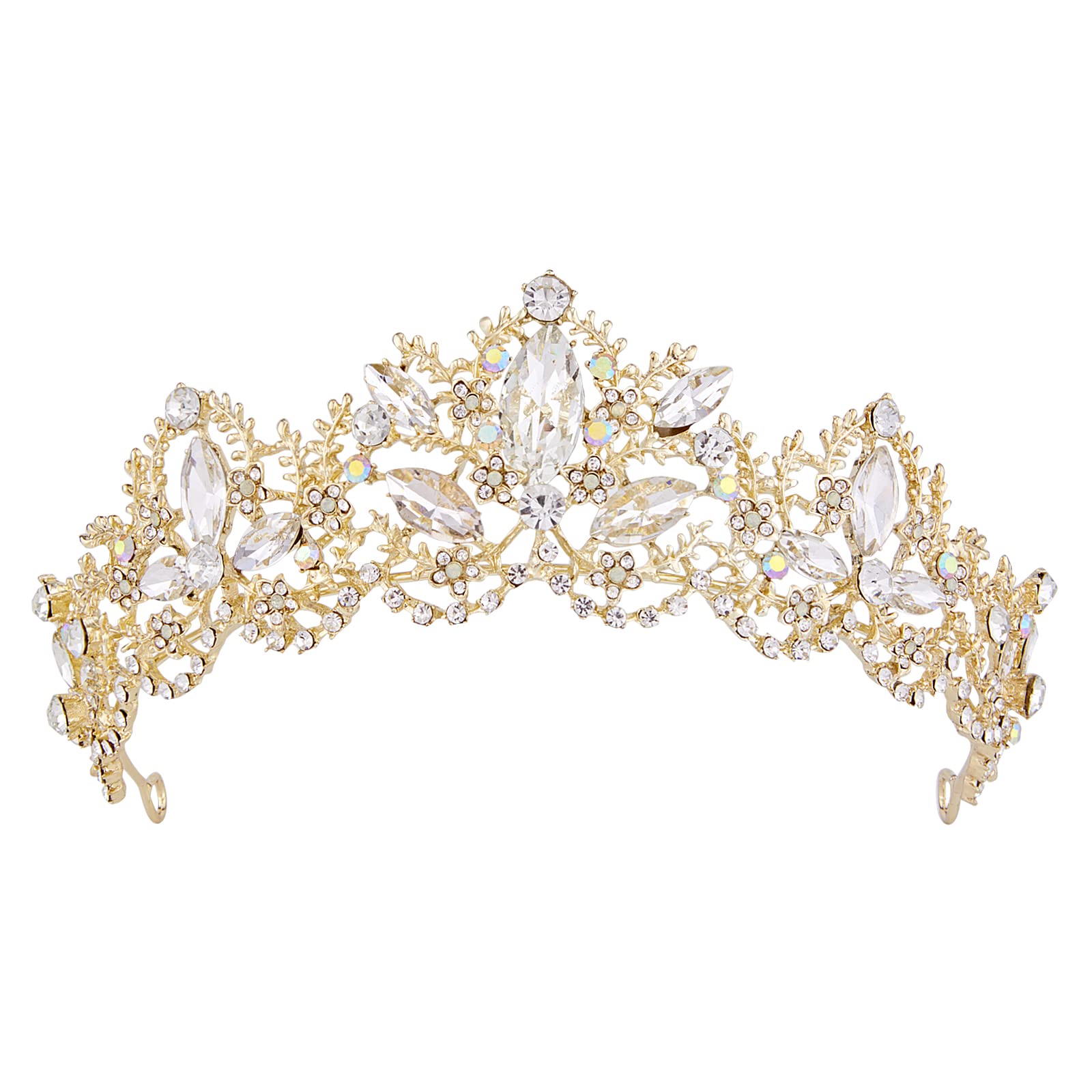 Gold Crown,Vofler Baroque Vintage Tiara Retro Crystal Rhinestone Hair Jewelry Decor for Princess Women Queen Ladies Girls Bridal Bride Bridesmaid Birthday Prom Wedding Pageant Halloween Costume Party