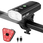 Bike Lights for Night Riding, 2000 Lumens Super Bright LED Headlight and Back Taillight Set, 5+5 Mode 5000mAh USB-C Rechargeable Waterproof Bicycle Light Front and Rear for Road Mountain Urban Cycling