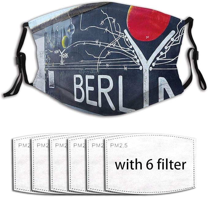 Berlin Wall Commemorative Face_Mask Face Cover Bandana+6X Carbon Filter