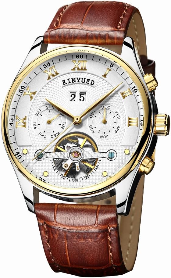 Men Automatic Watch with Leather Strap Classic Design Luxury Steampunk Skeleton Watch Business Wrist Watches