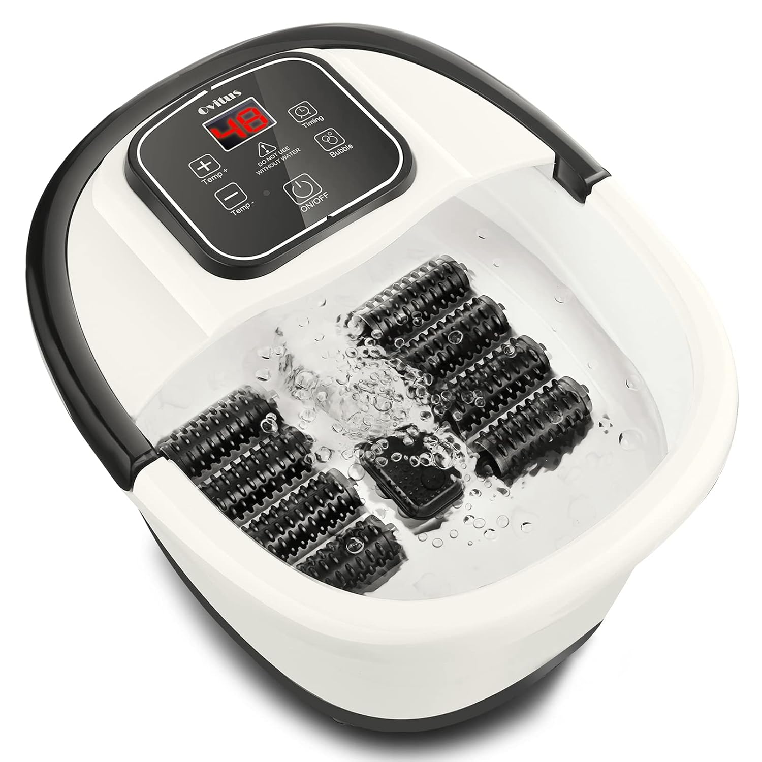 Foot Spa Bath Massager with Heat Bubbles, 8 Removable Massage Rollers, Time & Temprature Control, Pedicure Foot Soak for Tired Feet Stress Relief Home Use, Large Size for Soaking Feet: Beauty