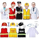 Vicenpal 4 Sets Kids Dress up Costumes Police Officer Doctor Construction Worker Fireman Costume Scientist Lab Dress up Clothes Accessories for Boys and Girls Pretend Role
