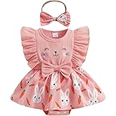 Mubineo Baby Girl Summer Clothes Bunny Romper Dress Infant Cute Ruffle Rompers Skirt One Piece Boho Sun Dress Outfits