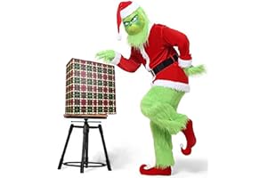 casapre Christmas Costume for Men Adult Luxury Green Monster Suits Outfit The Santa Claus Costumes,With Green Monster Mask
