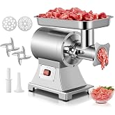 Commercial Meat Grinder, 1100W Electric Meat Grinder Heavy Duty | ETL Approved, 330LBS/H Meat Mincer with 2 Blades, 2 Cutting Plates, Sausage Tube for Kitchen Restaurant Butcher Store
