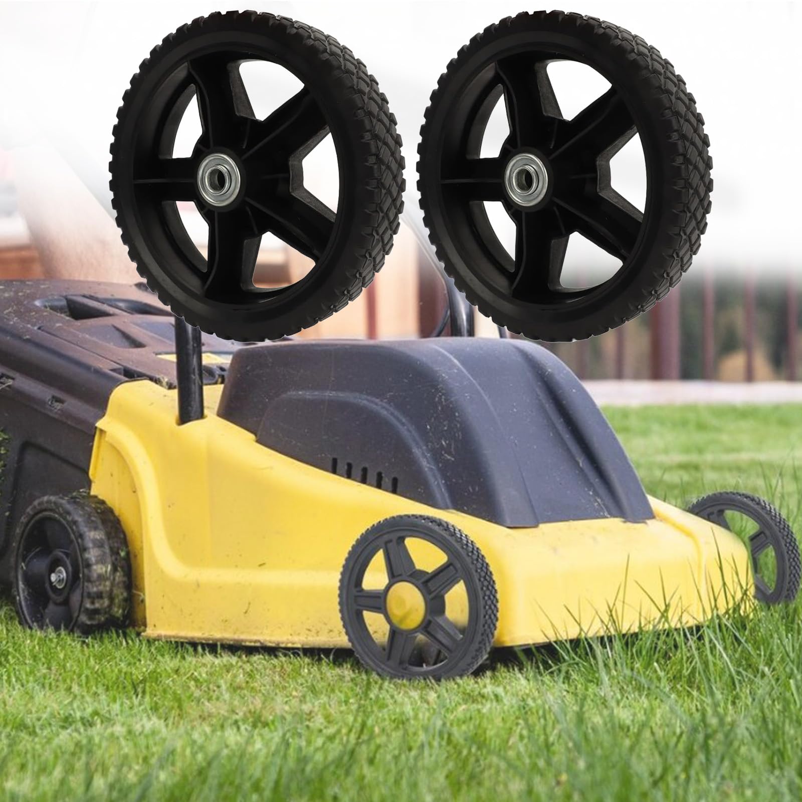 Replacement Wheel, 2PCS Ø200mm Push Lawn Mower Wheels, Operation Lawn Mower Wheels Prevent Friction High Stability Excellent Traction for Various Terrains(Diameter 12.7mm)