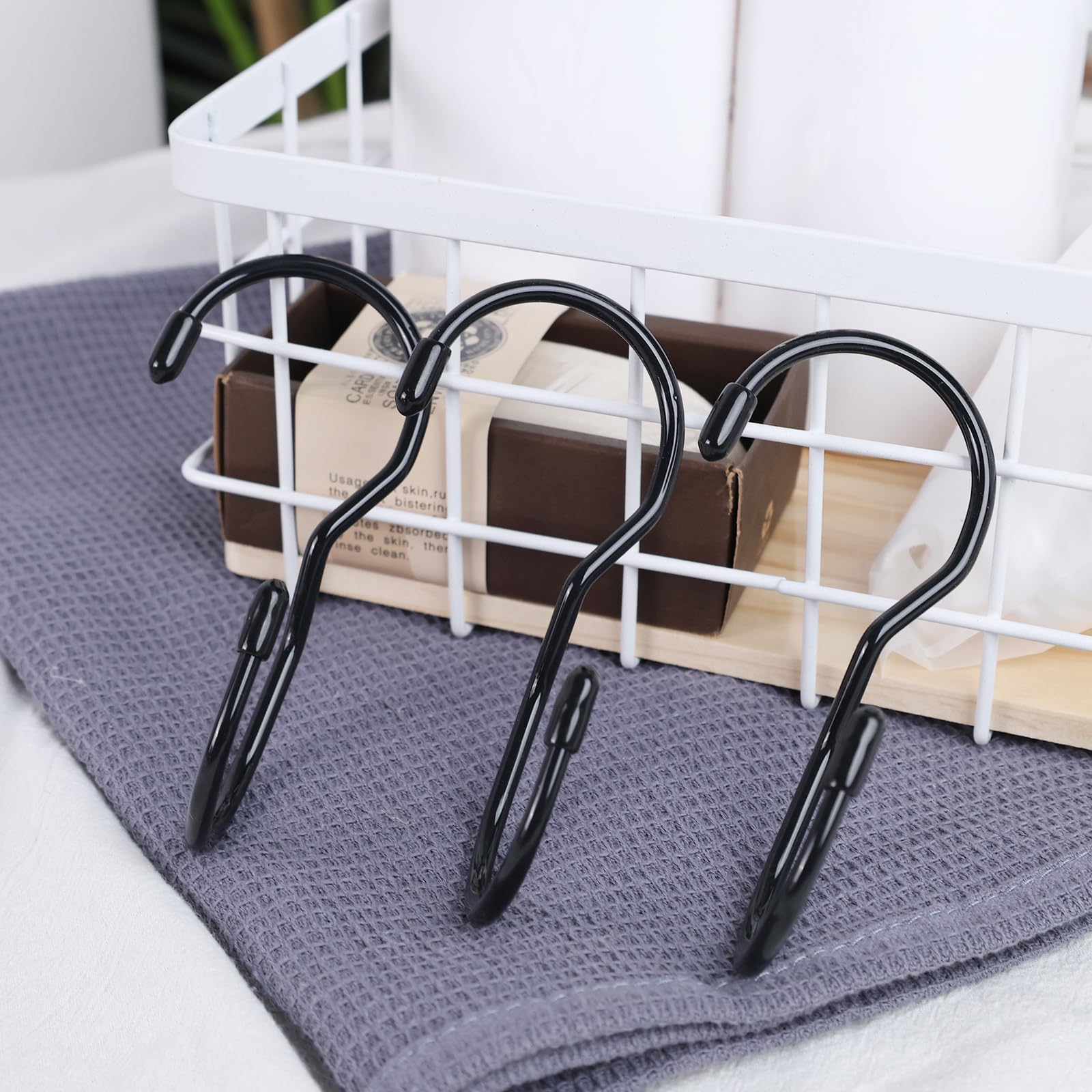 JOHOUSE 14PCS Purse Hanger for Closet, Large Size Closet Rod Hooks Black Vinyl Coated Bag Hanger Organizer Hooks Unique Twist Design for Bags Purses Handbags Hats