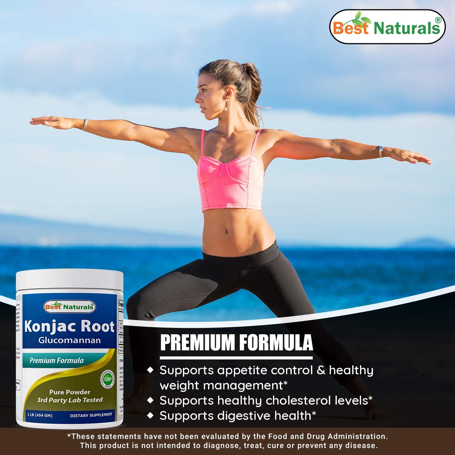 Best Naturals Konjac Root Glucomannan Powder (Non-GMO) - Promotes Healthy Metabolism & Weight Management - 1 Pound: Health & Personal Care