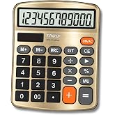 TRULY Gold Calculator, 12-Digit Desktop Calculator with Large Display | Gold desk calculator with big buttons, dual solar &amp; battery power for office, home and school &mdash; 837A Pro Metal