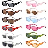 QYVEWY 12 Pack Color Rectangle Sunglasses Bulk 90s Y2K Trendy Sun Glasses for Bachelorette Party