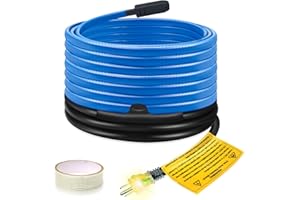 Self-Regulating Pipe Heating Cable for Pipe Frost Protection, Ci-Fotto 11FT Snow Deicing Heat Tape with Built-in Thermostat to Protect Water Pipes, Metal/Plastic House Pipes, Gutters, Troughs (7 W/ft)