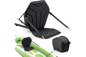 VEVOR Kayak Seat, 1 Pack 2.6" Thick, Universal Paddle Board Seat with Back Support, Sit-on-Top Soft Padded Cushion with Stora