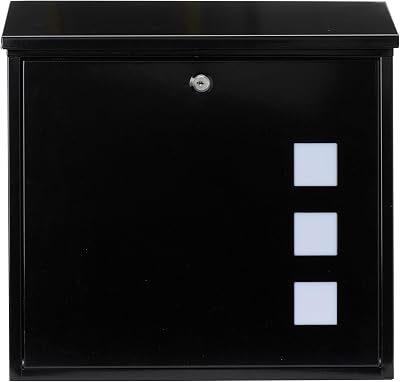 Burg Wachter MB08BK Wall Mounted Post Box Black Galvanised Steel Lockable A4