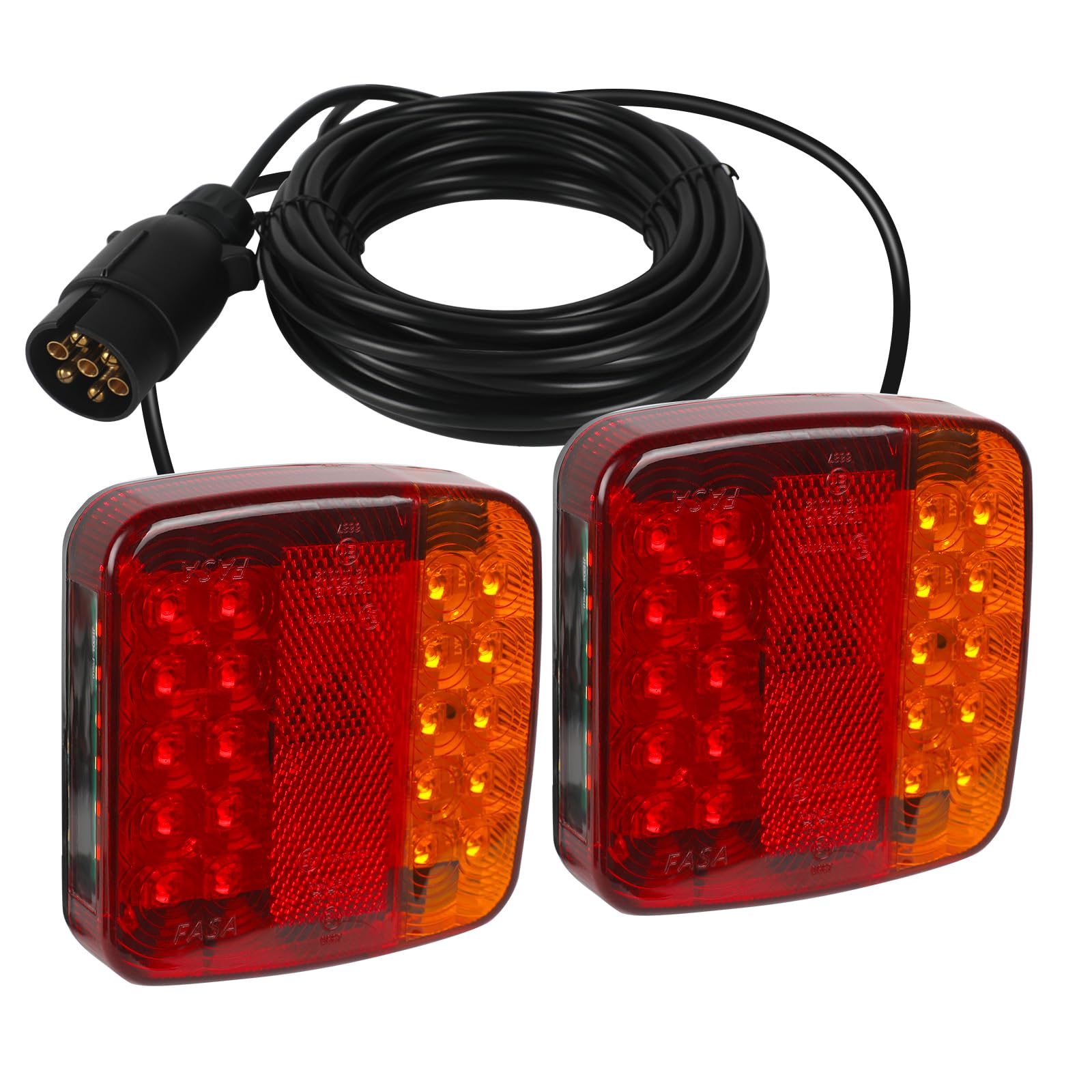 AOHEWEI Magnetic LED Trailer Tail Light Kit 12V Truck Rear Lamp With Magnet, 7.5m Cable and 7 Pin Plug for Trailer, Lorry, Caravan or Truck