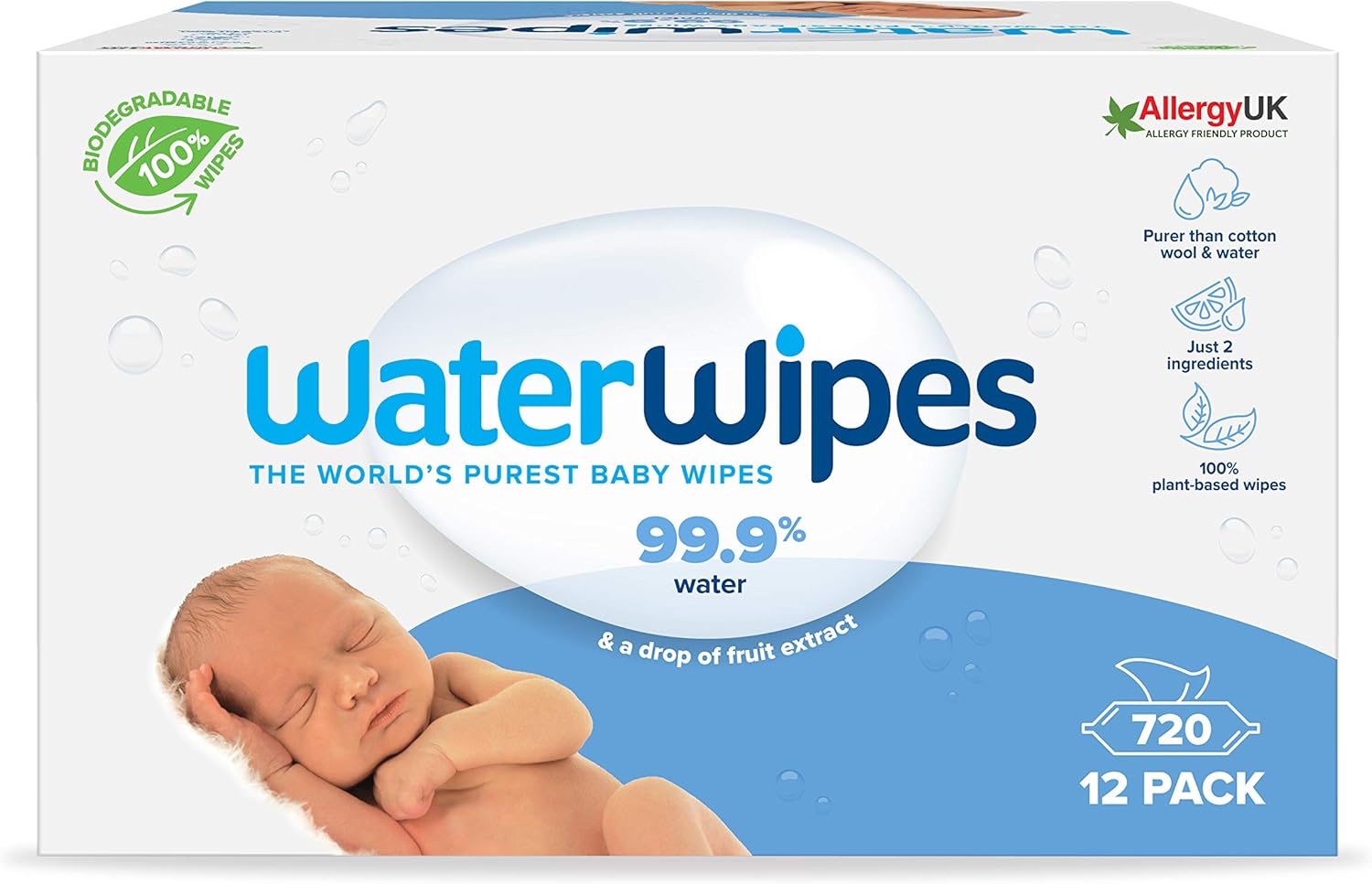 WaterWipes Toallitas para Pieles Sensible de Bebé, 99.9% agua ...