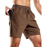 MIER Men's Athletic Workout Shorts 7 Inch Quick-Dry Running Gym Shorts | Lightweight Recycled Fabric, Side &amp; Back Zip Pockets, 2 Slash Pockets, No Liner Design, Sports, Training, Exercise, Fitness