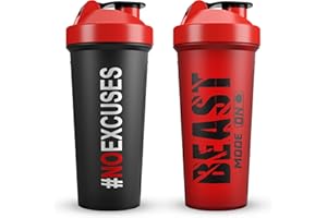 Jeela Sports 2 Pack Protein Shaker Bottles, 24 Oz, Leakproof, BPA-Free, Dishwasher Safe, Plastic, Ideal for Workouts, Gym, Smoothies